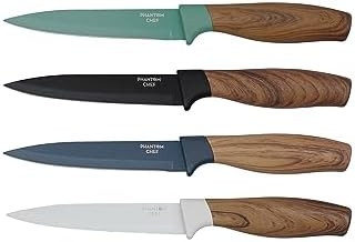 Phantom Chef 4-Piece Stainless Steel Blade Kitchen Knife Set Color Collection With Wooden Handle (Green)