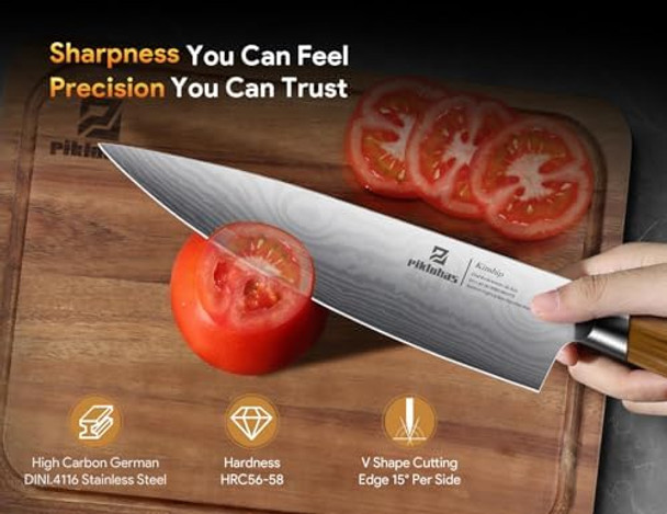 Kitchen Knife Sets With Block Piklohas 15 Pieces Knife Sets With Magnetic Detachable Knife Holder High Carbon Steel Damascus Pattern Chef Knife Set With Steak Knives Ideal For House Warming