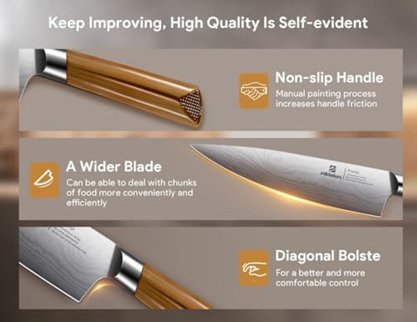 Kitchen Knife Sets With Block Piklohas 15 Pieces Knife Sets With Magnetic Detachable Knife Holder High Carbon Steel Damascus Pattern Chef Knife Set With Steak Knives Ideal For House Warming