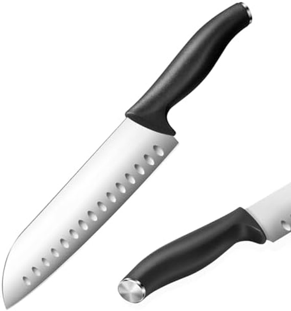 Plys 7 Inch Santoku Knives For Kitchen: Japanese Vegetable Chef Knife - Stainless Steel,Meat Cutting Cooking Tools Black Plys 7 Inch Santoku Knives For Kitchen: Japanese Vegetable Chef Knife - Stainless Steel,Meat Cutting Cooking Tools Black
