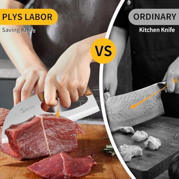 Plys Kitchen Meat Cleaver Knife Unique Effort Saving Knife Professional Stainless Steel Chef Cooking Knives For Cutting Meat Vegetable Father Mother
