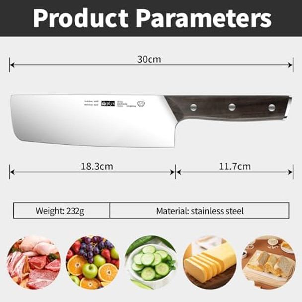 Plys Japanese Nakiri Knife Chef Knife Stainless Steel 7.2 Inch Blade For Professional And Home Kitchenideal For Chopping Vegetables And Meat