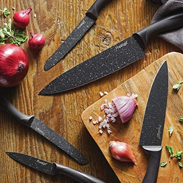 Prestige Stone Quartz Knives/Cutlery 2 Piece Black And Gold Speckle