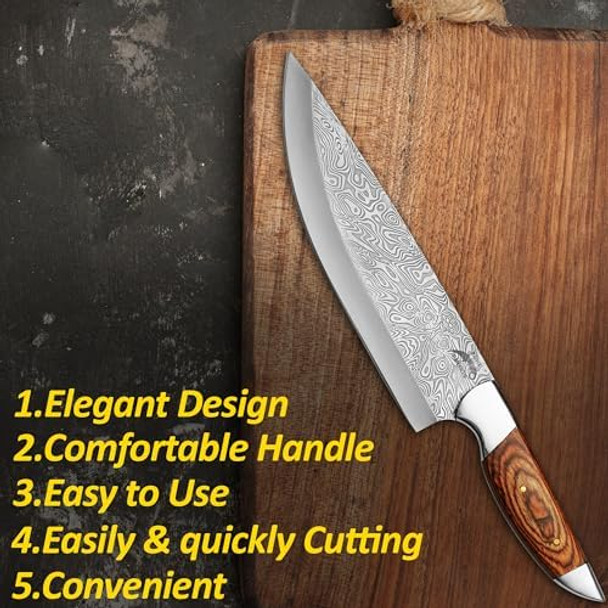 Chef'S Knives- 8 Inch Sharp Butcher Knife For Cutting Meat- Best Kitchen