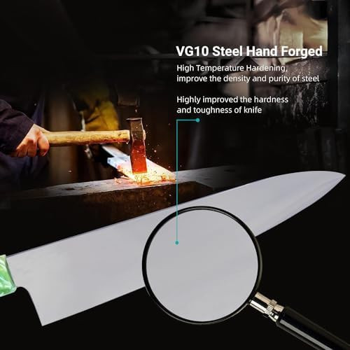 Damascus Chef Knife By Prismic Knives: Unique Colorful Handleproudly Carbon-Neutral 8-Inch Vg10 67-Layer Japanese Kitchen Knife With Sheath For Unmatched Quality & Unique Style For Every Kitchen