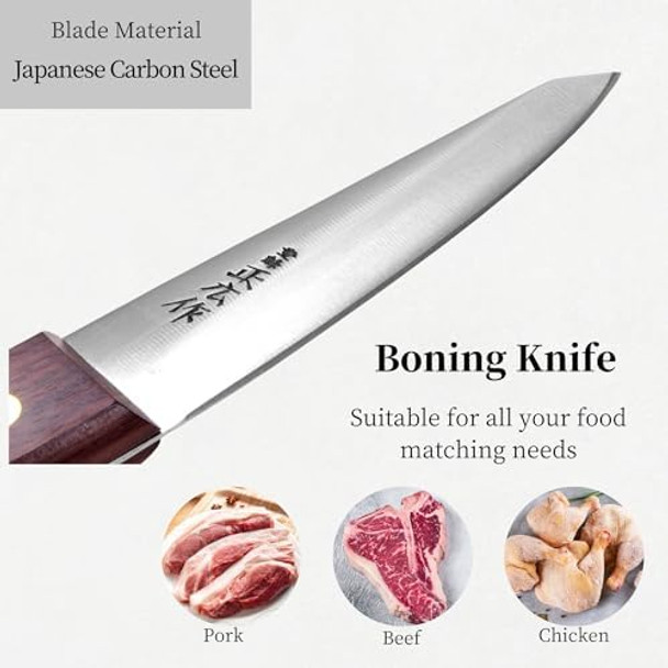Seki Japan Masahiro Boning Knife Round Type 150 Mm (5.9 Inch) Honesuki Japanese Carbon Steel Rose Wood Handle Seki Japan Masahiro Boning Knife Round Type 150 Mm (5.9 Inch) Honesuki Japanese Carbon Steel Rose Wood Handle