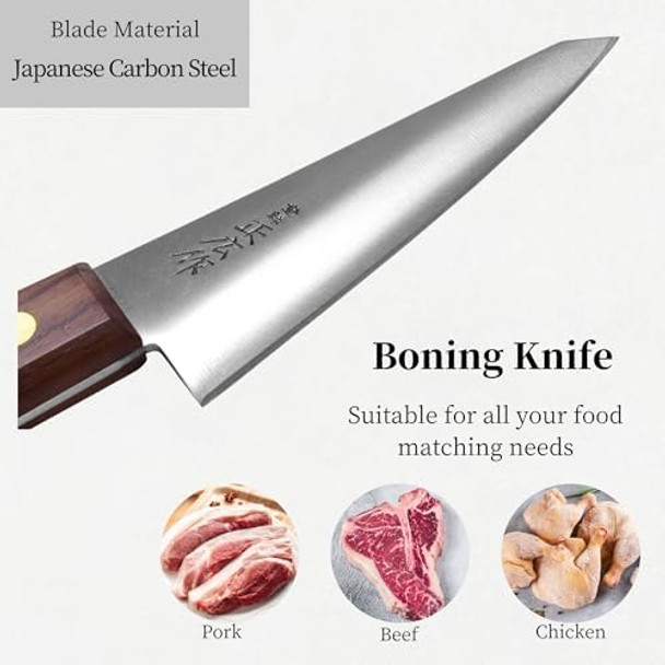 Seki Japan Masahiro Japanese Professional Boning Knife Honesuki Knifetraiangle Type 150 Mm (5.9 Inch) Japanese Carbon Steel Kitchen Cutlery Chef Knives With Rose Wood Handle