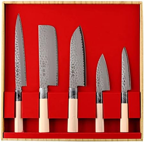 Seki Japan Kitchen Knife Set 5 Pcs – Sushi Knife Santoku Nakiri Paring Fillet – Japanese