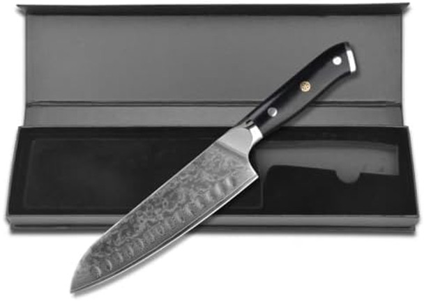 7 Inch Professional Damascus Steel Kitchen Santoku Chef Knife With G10 Handle