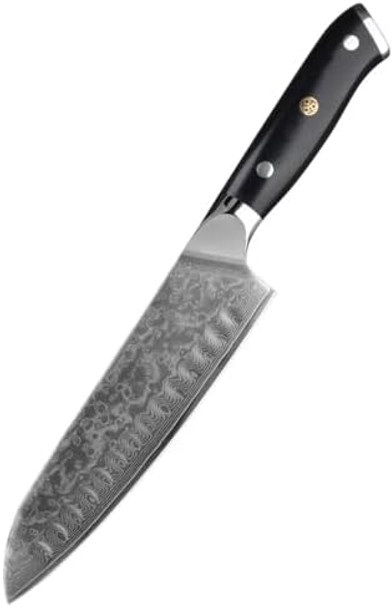 7 Inch Professional Damascus Steel Kitchen Santoku Chef Knife With G10 Handle