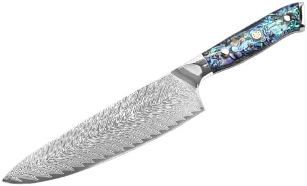 8 Inch Professional Damascus Steel Kitchen Chef Knife With Abalone Shell Handle