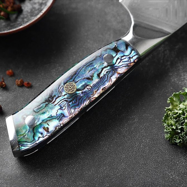 8 Inch Professional Damascus Steel Kitchen Chef Knife With Abalone Shell Handle