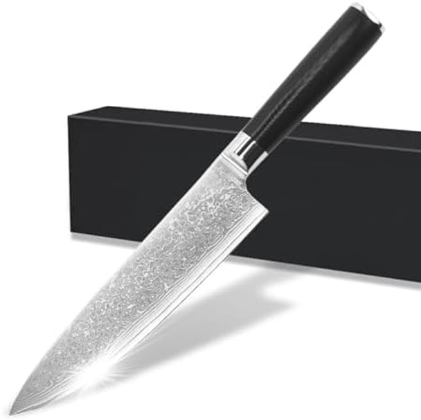 8 Inch Professional Damascus Steel Kitchen Chef Knife With G10 Handle