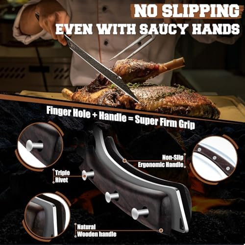 Purplebird Japanese Brisket Slicing Knife 11In - Butcher Knife For Meat Cutting Chopping Heavy Duty Meat Knives Full Tang Sharp Bbq Knives For Turkey Grilling Smoker Fathers Day Box