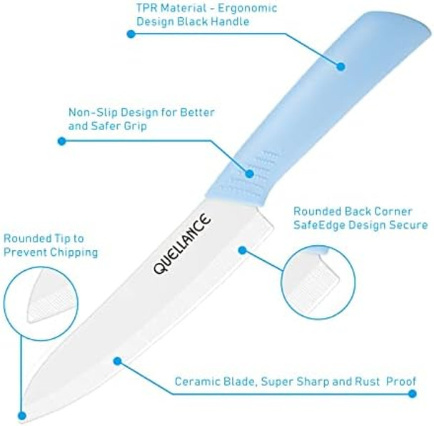 Ceramic Chef Knife Ultra Sharp Professional 6-Inch Ceramic Kitchen Chef'S Knife With Sheath Cover Perfect Sharp Knife For Cutting Boneless Meats Sashimi Fruits And Vegetables (Black)