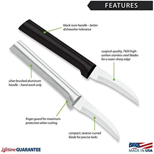 Rada Cutlery Curved Blade Paring Knife – Stainless Steel Blade With Aluminum Handle Made In Usa 6-1/8 Inch (R100)