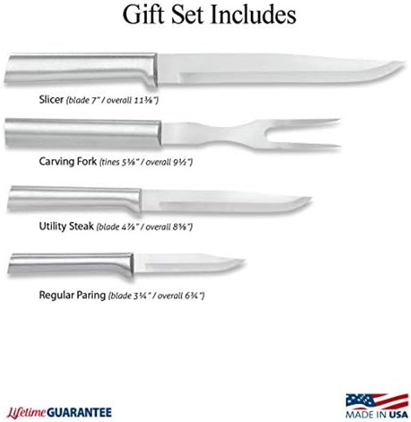 Rada Cutlery 4-Piece Prepare Then Carve Knife Set Black Handles