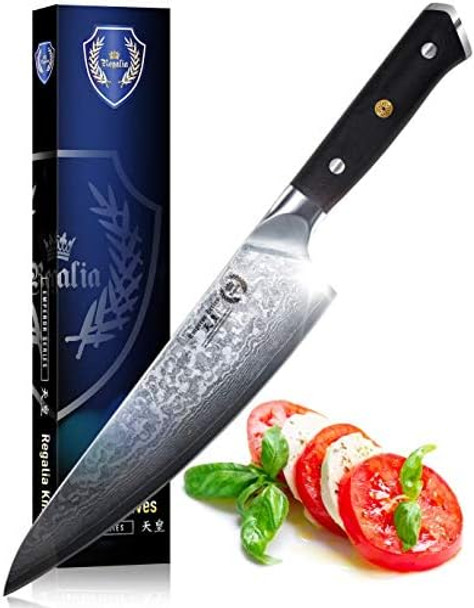 Regalia Chef Knife: Best Professional Quality Japanese Damascus Gyuto 8 Inch Aus10 Super Steel 67 Layer Razor Sharp Superb Edge Retention Stain & Corrosion Resistant Chefs Knives