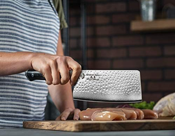Regalia Chinese Meat Cleaver Butcher Knife 7 Inch: Heavy Duty Professional Japanese Aus-10 67-Layer Damascus Steel Ultra Sharp Blade Vegetable Chopper W/G-10 Ergonomic Handle Knives