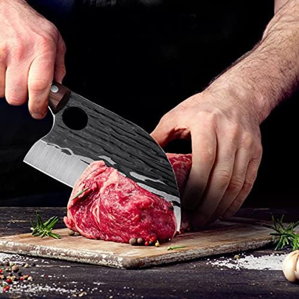 Serbian Chefs Knife Bundle With Butcher Knife For Meat Cutting Kitchen Cooking Outdoor Bbq Camping Hunting Men
