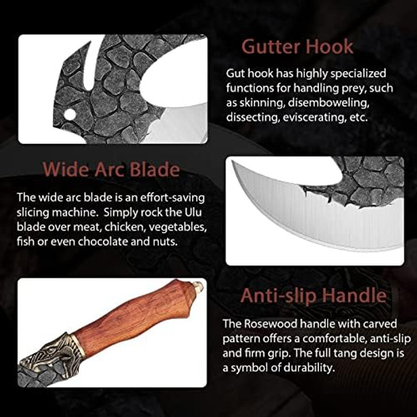 Serbian Chefs Knife Bundle With Butcher Knife For Meat Cutting Kitchen Cooking Outdoor Bbq Camping Hunting Men