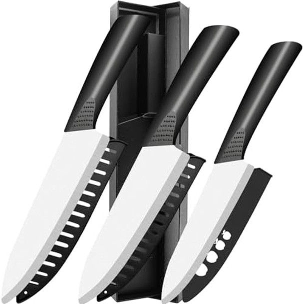 Ceramic Knife Set - 3 Pcs Chef Knife - 6 7 8 Inch Black