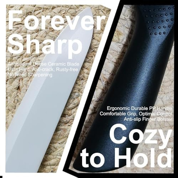 Ceramic Knife Set - 3 Pcs Chef Knife - 6 7 8 Inch Black