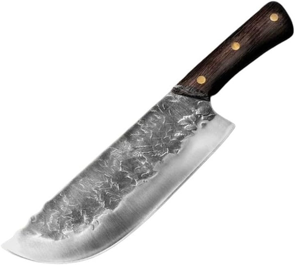 Premium High Carbon Steel Meat Cleaver Chef Knife With Leather Sheath Perfect For Slicing Cutting And Butchering Meat And Vegetables