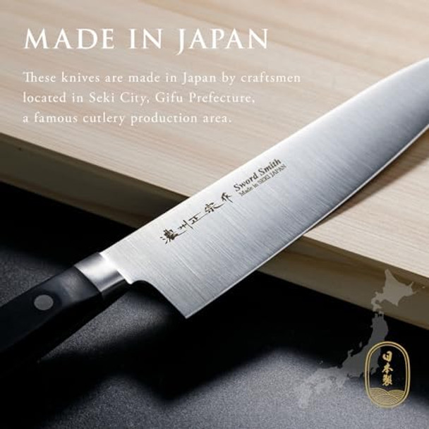 Chef Knife 8.2 Inch Japanese Knife 濃州正宗作 Stainless Steel Black Handle Kitchen Knife Houcho