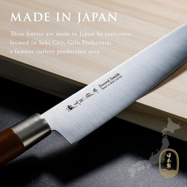 Chef Knife 8 Inch Japanese Knife 濃州正宗作 Stainless Steel Rubber Wood Handle Kitchen Knife Houcho