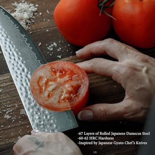 Chef Knife 8 Inch 67-Layer Japanese Damascus Steel Japanese-Style Kitchen Knife With Pakkawood Or Fiberglass-Reinforced Handle Magnolia Wood Sheath (Fiberglass-Reinforced)