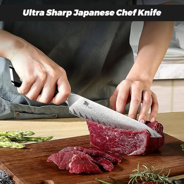 Damascus Chef Knife 6 Inch With Magnetic Knife Block Double Sided Magnetic Knife Holderjapanese Steel Damascus Kitchen Knife