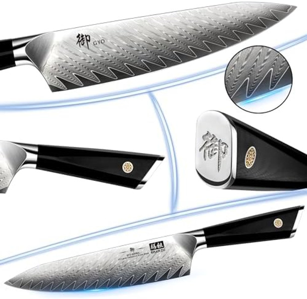 Shan Zu 2Pcs Damascus Chef Knife Setjapanese Steel Kitchen Knife Set Professional Kitchen Utility Knives Set High Carbon Super Sharp 67-Layer Damascus Steel Cooking Knife Set With G10 Handle