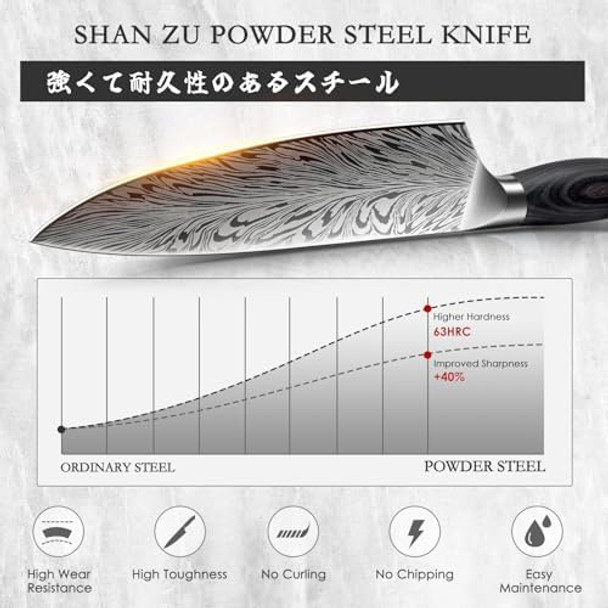 Shan Zu Chef Knife In Powder Steel 2 Pcs Knife Sharpener Stone Set With Storage Box Whetstone Grit 1000/5000 Knife Sharpening Stone