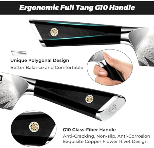 Shanzu 2Pcs Damascus Chef Knife Set 67-Layer High Carbon Steel Kitchen Knifeultra Sharp Japanese Chef Knifeprofessional Kitchen Utility Knives With G10 Ergonomic Handle Cooking Knife With Box
