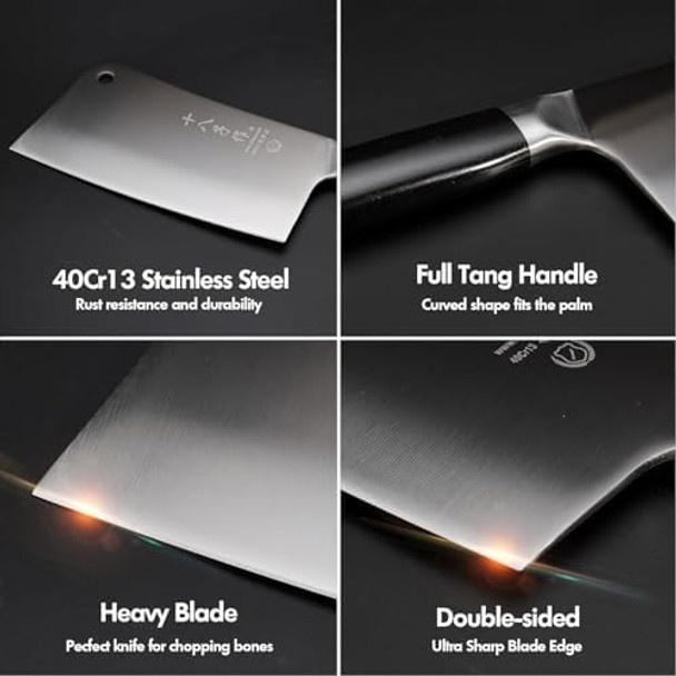 Shi Ba Zi Zuo Meat Cleaver Set 2 Pieces Professional Butcher Knife And Chef Knife Bone Chopper Perfect For Restaurants And Home Kitchen Use Shi Ba Zi Zuo Meat Cleaver Set 2 Pieces Professional Butcher Knife And Chef Knife Bone Chopper Perfect For Restaurants And Home Kitchen Use