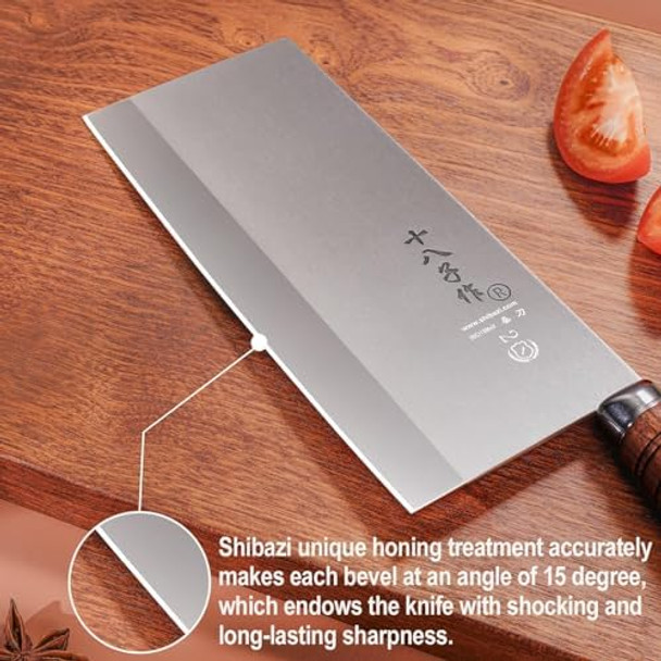 Shi Ba Zi Zuo Meat Cleaver Professional Chef Knife Stainless Steel 8 Inch Butcher Knife Classic Balanced Full Tang Rosewood Wooden Handle For Daily Basis