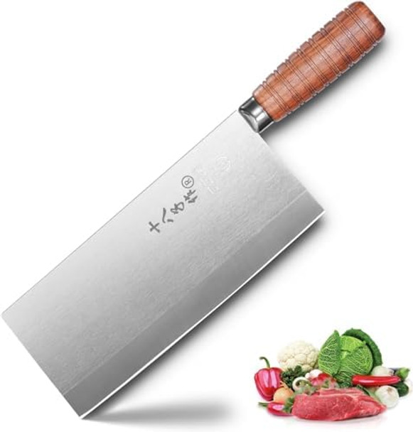 Shi Ba Zi Zuo Meat Cleaver Professional Chef Knife Stainless Steel 8 Inch Butcher Knife Classic Balanced Full Tang Rosewood Wooden Handle For Daily Basis Shi Ba Zi Zuo Meat Cleaver Professional Chef Knife Stainless Steel 8 Inch Butcher Knife Classic Balanced Full Tang Rosewood Wooden Handle For Daily Basis
