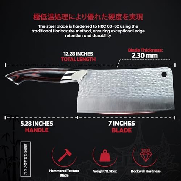 Shikari Chef & Cleaver Knife – Japanese Knife With Full Tang Vg-10 Damascus Steel – Professional Chefs Knife With Ergonomic Pakkawood Handle – Razor Sharp Cutting Blade For Kitchen Shikari Chef & Cleaver Knife – Japanese Knife With Full Tang Vg-10 Damascus Steel – Professional Chefs Knife With Ergonomic Pakkawood Handle – Razor Sharp Cutting Blade For Kitchen