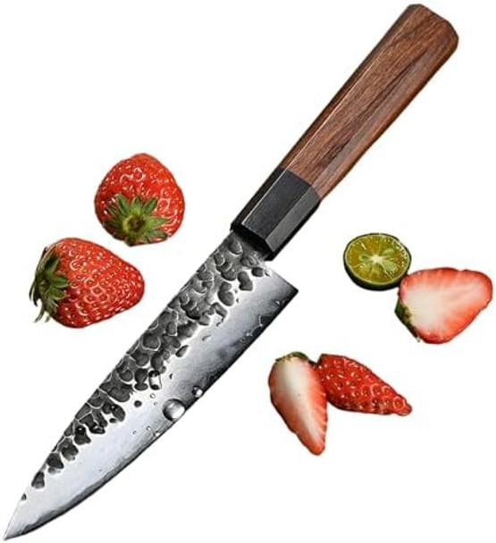 5 Inch Japanese Utility Knife - Chef Knife Hss Japan Stainless Kitchen Knife - Pro Forged Chef'S Knives (Rosewood Handle & Box)