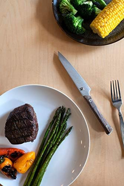 Shun Kanso 5" Steak Knife Handcrafted And Smooth-Edged Japanese Kitchen Knife For Professional And Home Chefs Aus10A Stainless Steel Blade Tagayasan Handle Shun Kanso 5" Steak Knife Handcrafted And Smooth-Edged Japanese Kitchen Knife For Professional And Home Chefs Aus10A Stainless Steel Blade Tagayasan Handle