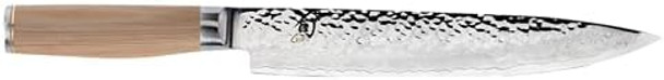 Shun Premier Blonde 9.5" Slicing Knife Handcrafted Japanese Meat Slicing Knife Long And Thin Blade Vg-Max Core With Damascus Stainless Steel Cladding Pakkawood Handle