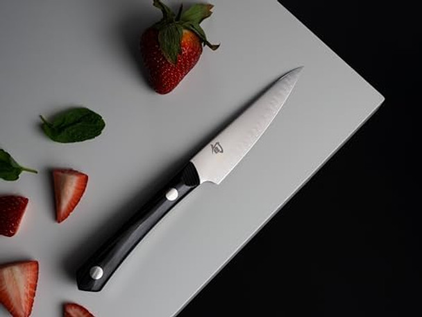 Shun Narukami 4" Paring Knife Handcrafted Japanese Vegetable & Fruit Knife Blue Ii Carbon Steel Core And San Mai Stainless Steel Cladding Micarta Handle Small Kitchen Tool