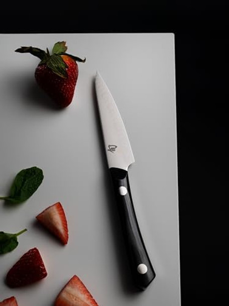 Shun Narukami 4" Paring Knife Handcrafted Japanese Vegetable & Fruit Knife Blue Ii Carbon Steel Core And San Mai Stainless Steel Cladding Micarta Handle Small Kitchen Tool