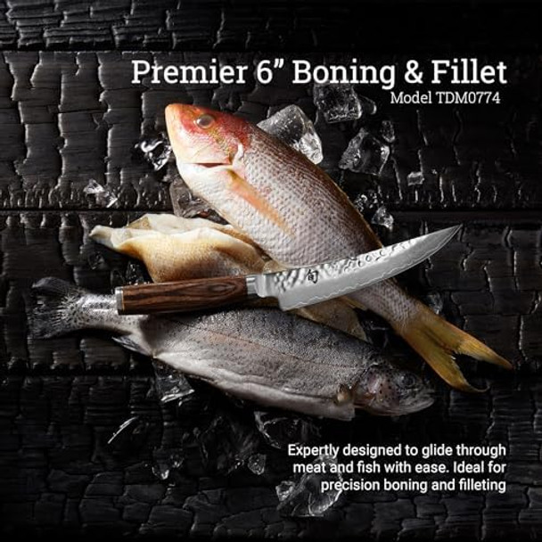Shun Premier Blonde 6" Boning Knife Handcrafted Japanese Boning & Fillet Knife Vg-Max Core With Damascus Stainless Steel Cladding Pakkawood Handle Meat & Fish Tool For Professional And Home Chefs