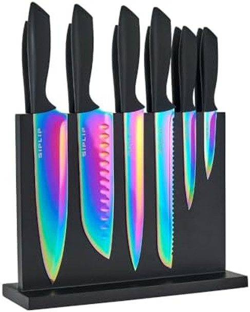 Kitchen Knife Set With Magnetic Knife Holder 15 Pieces High Carbon Stainless Steel Sharp Kitchen Knife Set Including Chef'S Knife Bread Knife Serrated Steak Knife Set