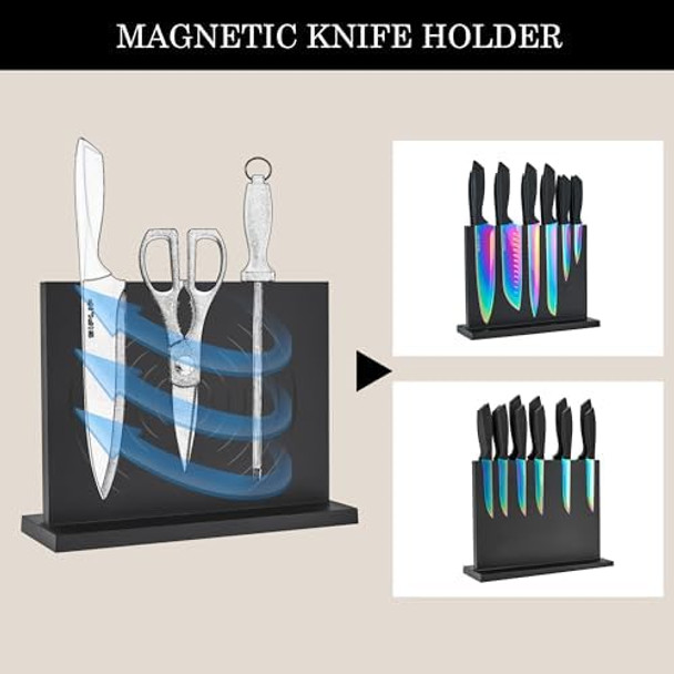 Kitchen Knife Set With Magnetic Knife Holder 15 Pieces High Carbon Stainless Steel Sharp Kitchen Knife Set Including Chef'S Knife Bread Knife Serrated Steak Knife Set Kitchen Knife Set With Magnetic Knife Holder 15 Pieces High Carbon Stainless Steel Sharp Kitchen Knife Set Including Chef'S Knife Bread Knife Serrated Steak Knife Set