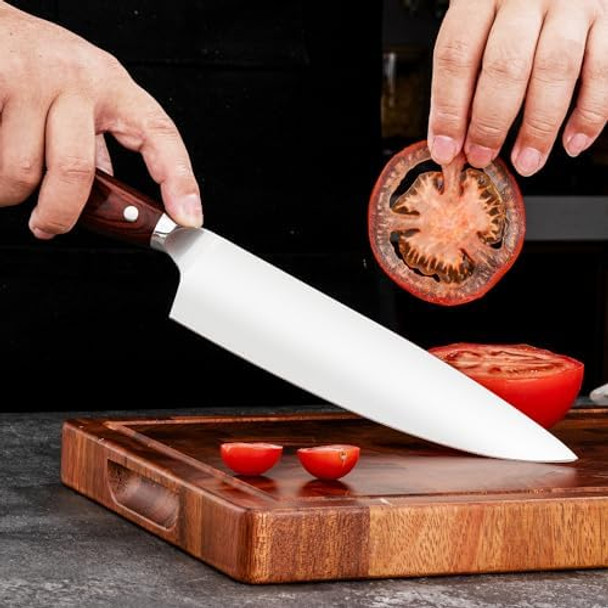 8 Inch Chef Knife - Ultra Sharp Professional Kitchen Knife With Ergonomic Pakkawood Handle Rust Resistant Stainless Steel Blade For Meat Vegetables Herbs Dishwasher Safe & Box 8 Inch Chef Knife - Ultra Sharp Professional Kitchen Knife With Ergonomic Pakkawood Handle Rust Resistant Stainless Steel Blade For Meat Vegetables Herbs Dishwasher Safe & Box