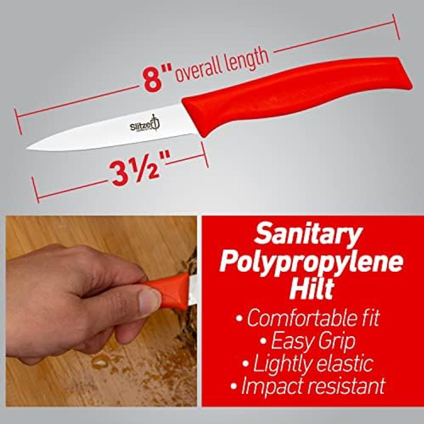 Paring Knife German Stainless Steel Blade 8 Inches 3/12 Inch Blade Red