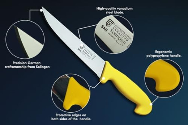 Smi 7 Inch Solingen Butcher Knife - Professional Chef Knife For Meat Cutting And Processing - Made In Germany